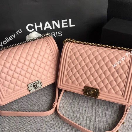 Boy Chanel Flap Bags Original Sheepskin Leather A67088 Pink