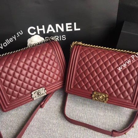 Boy Chanel Flap Bags Original Sheepskin Leather A67088 Wine