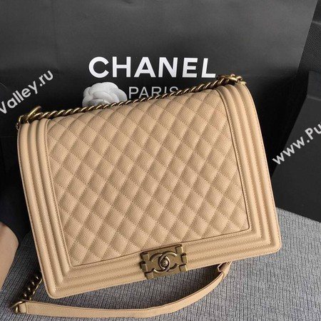 Boy Chanel Flap Shoulder Bag Apricot Original Cannage Pattern A67087 Gold