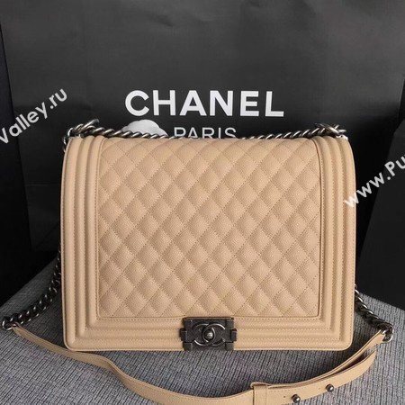Boy Chanel Flap Shoulder Bag Apricot Original Cannage Pattern A67087 Silver