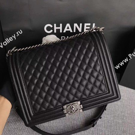 Boy Chanel Flap Shoulder Bag Black Original Cannage Pattern A67087 Silver