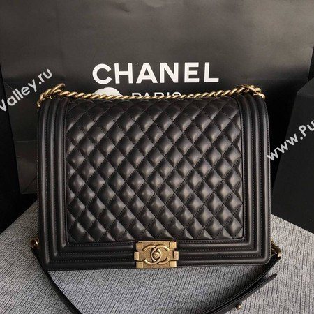 Boy Chanel Flap Shoulder Bag Black Original Sheepskin Leather A67087 Gold