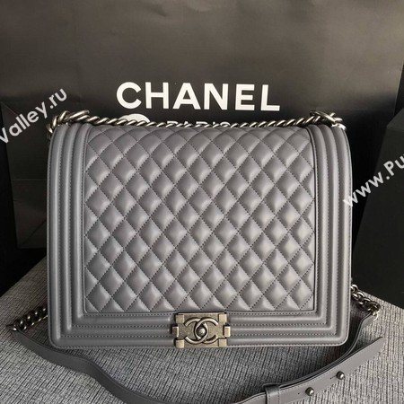 Boy Chanel Flap Shoulder Bag Grey Original Sheepskin Leather A67087 Silver