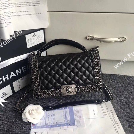 Boy Chanel Flap Shoulder Bag Sheepskin Leather A67086B Black