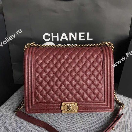 Boy Chanel Flap Shoulder Bag Wine Original Cannage Pattern A67087 Gold