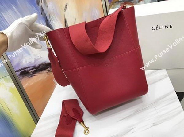 CELINE Sangle Seau Bag in Calfskin Leather C3369 Red