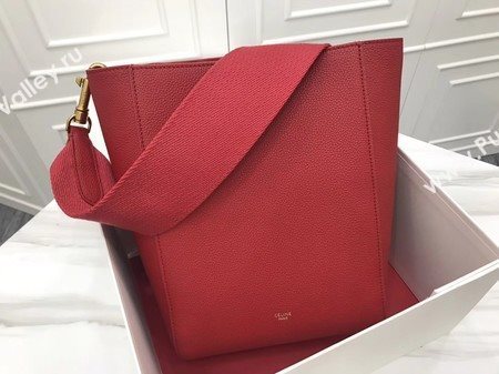 CELINE Sangle Seau Bag in Suede Leather C3371S Red