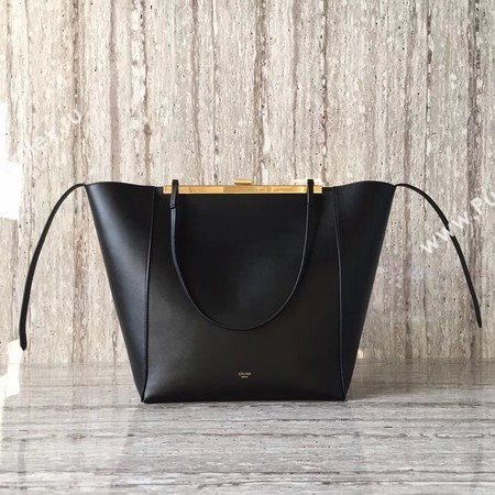 Celine Cabas Clasp Bag Smooth calfskin C90056 Black