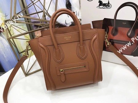 Celine Luggage Nano Tote Bag Original Leather CC3560 Brown