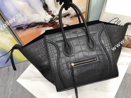 Celine Luggage Phantom Tote Bag Croco Leather CT3372 Black