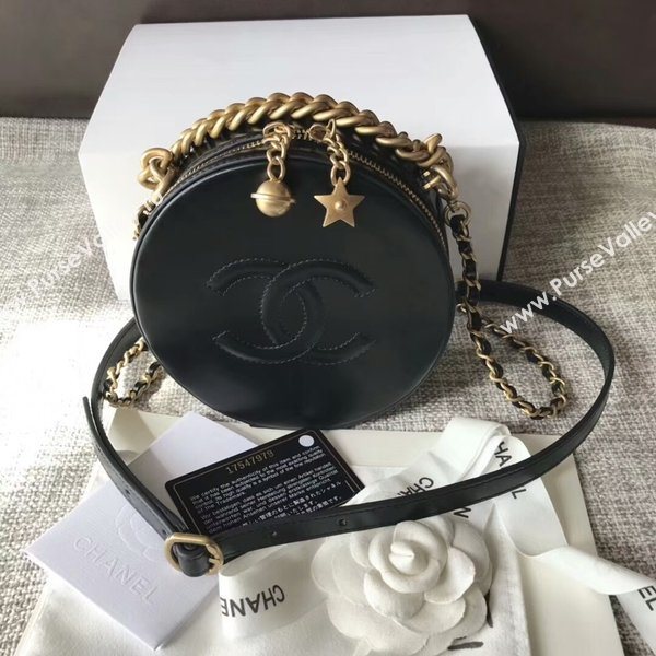 Chanel 2017 Fall Winter Original Calfskin Leather Cosmetics Case A8018 Black