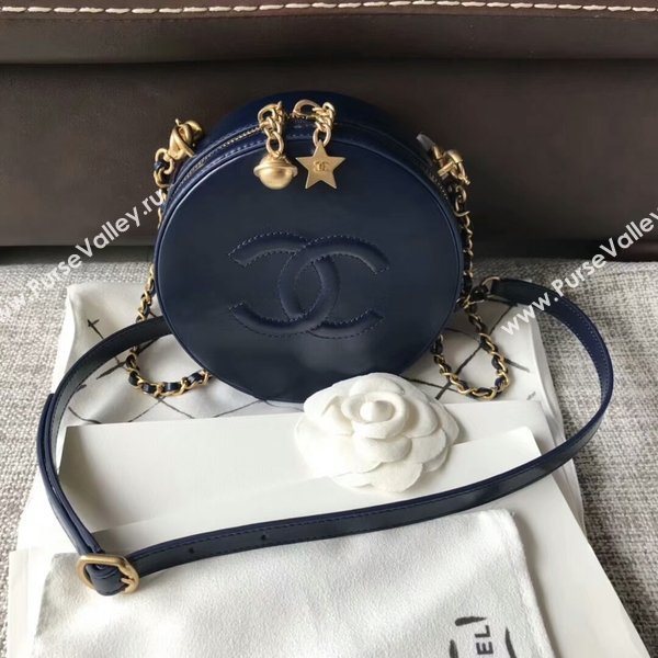 Chanel 2017 Fall Winter Original Calfskin Leather Cosmetics Case A8018 Blue