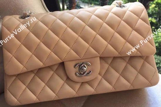 Chanel 2.55 Series Flap Bag Apricot Original Leather A01112 Silver