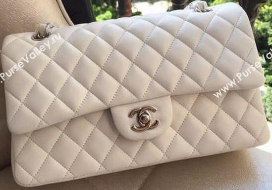 Chanel 2.55 Series Flap Bag White Original Leather A01112 Silver