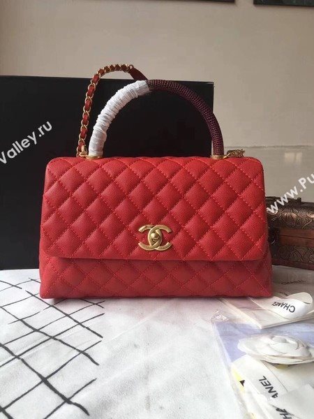 Chanel Classic Wine Top Handle Bag Red Original Leather A92292 Gold