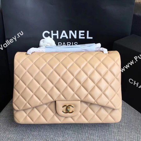 Chanel Maxi Quilted Classic Flap Bag Apricot Sheepskin Leather A58601 Gold