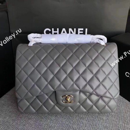 Chanel Maxi Quilted Classic Flap Bag Grey Sheepskin Leather A58601 Gold