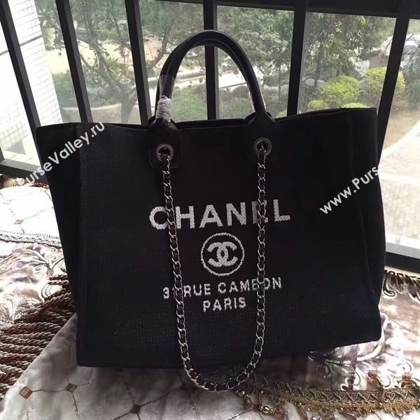 Chanel Deauville Tote Bag Original Canvas Leather A68047-13