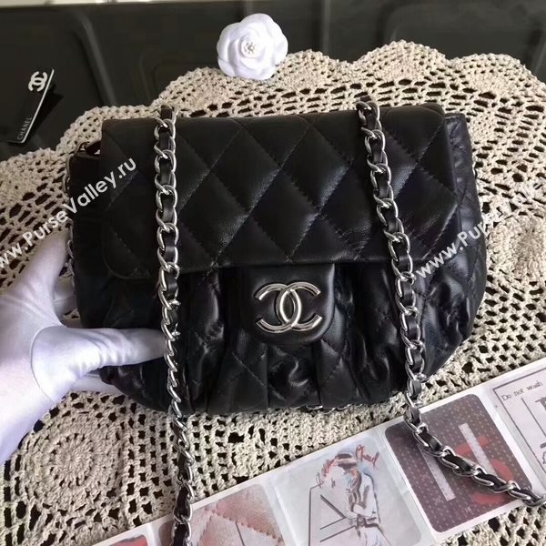 Chanel Falp Shoulder Bag Sheepskin Leather 8006A Black