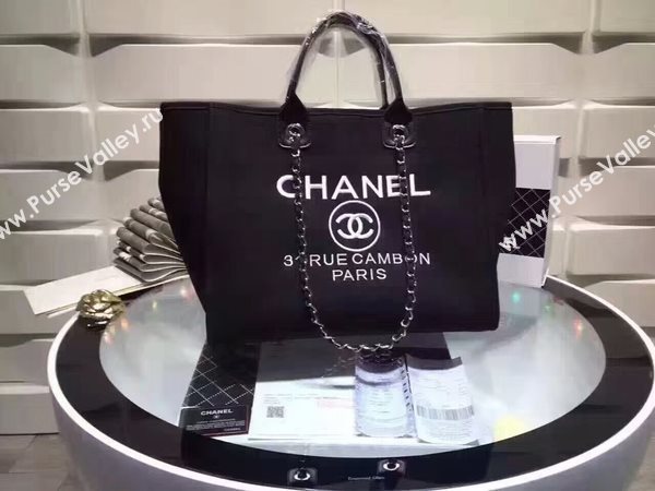 Chanel Large Canvas Tote Shopping Bag CNA1679 Black