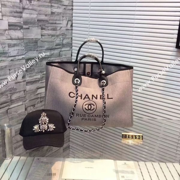 Chanel Large Canvas Tote Shopping Bag CNA1679 Grey