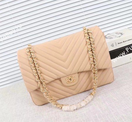 Chanel Maxi Classic Flap Bag Apricot Chevron Sheepskin Leather A58601 Gold