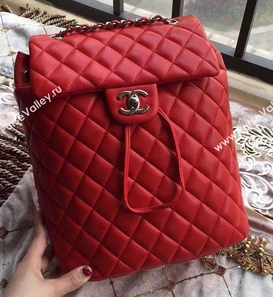 Chanel Sheepskin Leather Backpack A91121 Red