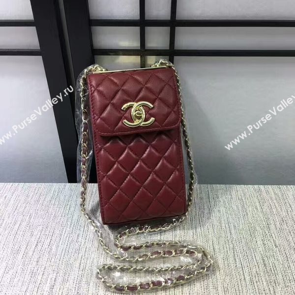 Chanel Sheepskin Leather Shoulder Bag 84074 Dark Red