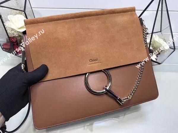 Chloe Faye Shoulder Bag Suede Leather C33569 Brown