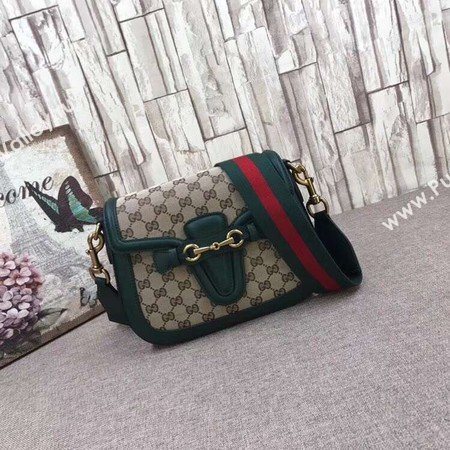 Gucci GG Lady Web Hand-Stained Leather Shoulder Bag 380573 Green