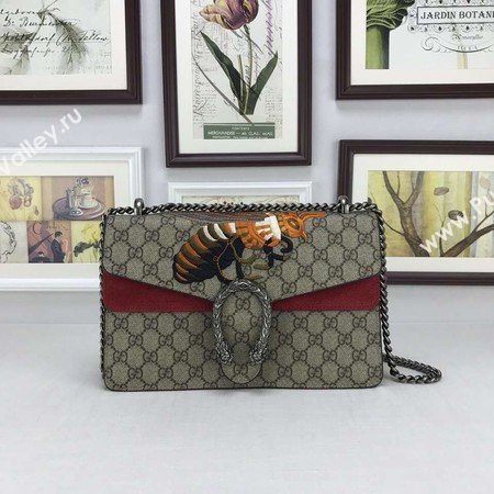 Gucci Dionysus GG Supreme Canvas Shoulder Bag 400249 Red