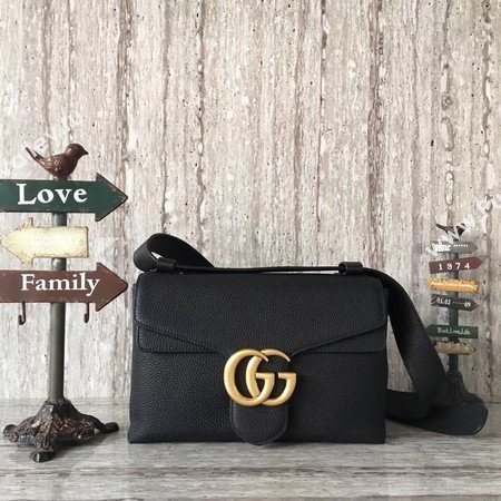 Gucci GG Marmont Leather Shoulder Bag 401173 Black