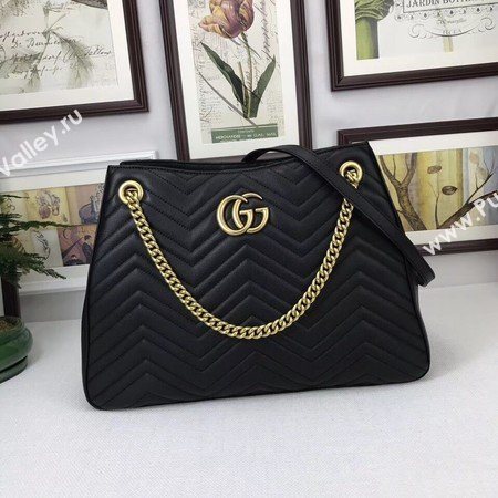 Gucci GG Marmont Medium Matelasse Shoulder Bag 453569 Black