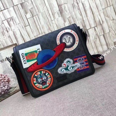 Gucci Night Courrier GG Supreme Flap Messenger Bag 474138 Black