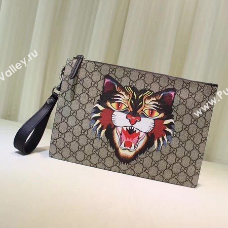 Gucci Angry Cat Print GG Supreme Pouch 473904 Angry Cat