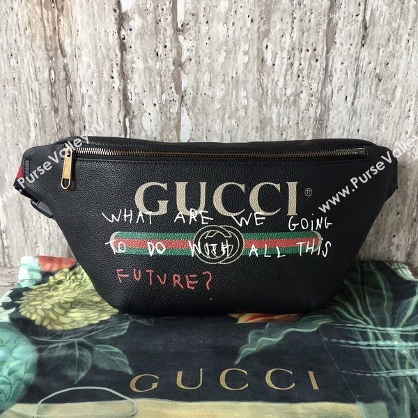 Gucci Calfskin Leather Pocket 493869 Black