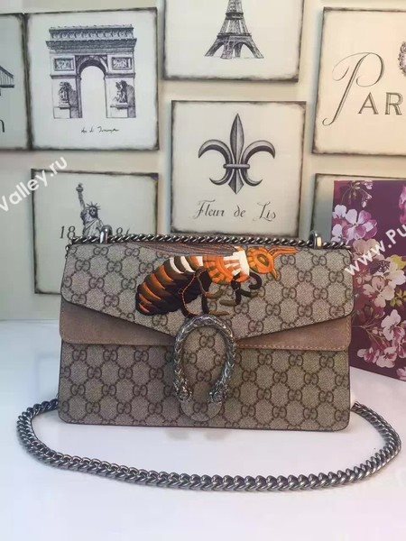 Gucci Dionysus GG Supreme Canvas Shoulder Bag 400249 Apricot