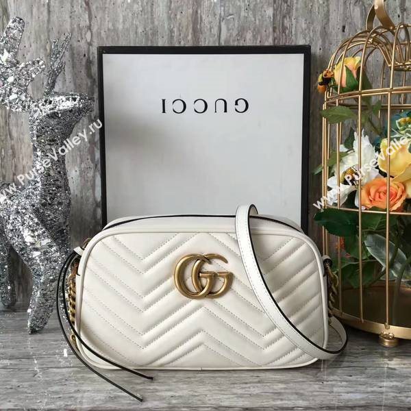 Gucci GG Marmont Matelasse Shoulder Bag 447632A White