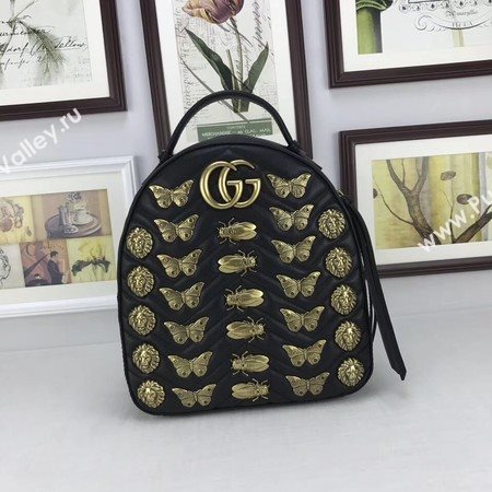 Gucci GG Marmont Animal Studs Leather Backpack 476671 Black