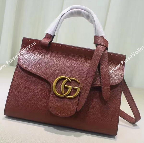 Gucci GG Marmont Leather Top Handle mini Bag 442622 Brown