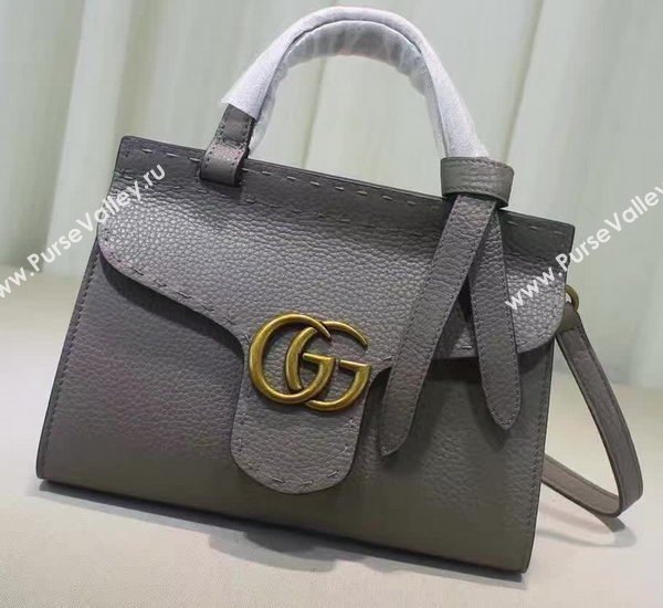 Gucci GG Marmont Leather Top Handle mini Bag 442622 Grey