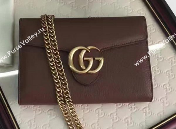 Gucci GG Marmont Leather mini Chain Bag 401232 Brown