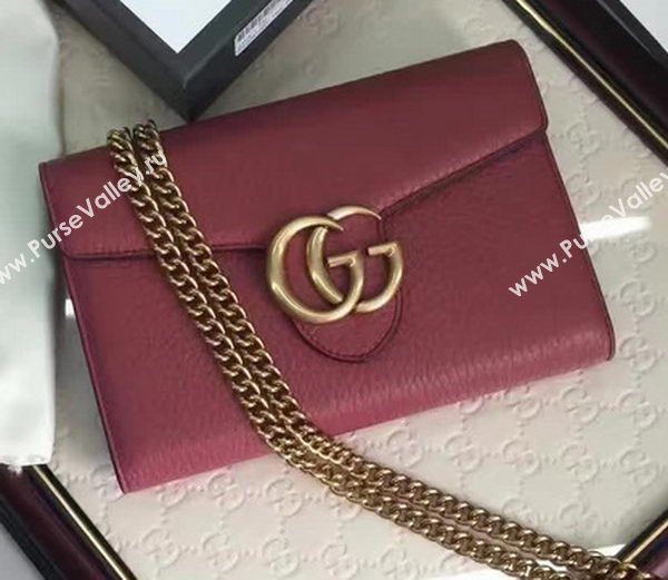 Gucci GG Marmont Leather mini Chain Bag 401232 Wine