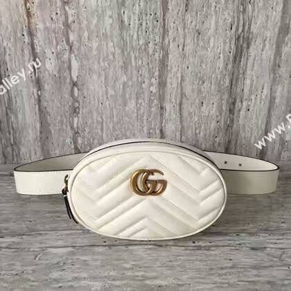 Gucci GG Marmont Quilted Leather Bag 476434 White