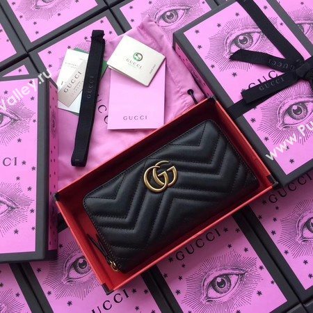 Gucci GG Marmont Zip Around Wallet 443123 Black