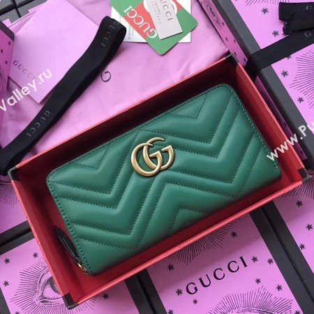 Gucci GG Marmont Zip Around Wallet 443123 Green