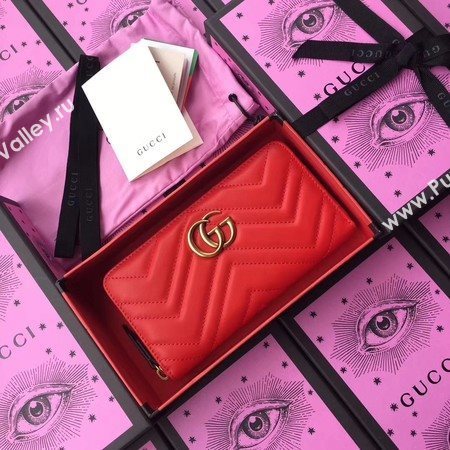 Gucci GG Marmont Zip Around Wallet 443123 Red