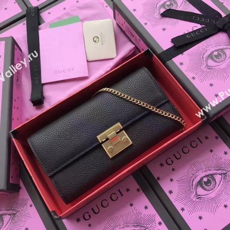 Gucci Padlock Continental Wallet Calfskin Leather 453506 Black