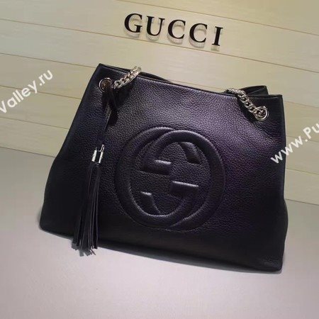 Gucci Soho Medium Tote Bag Calfskin Leather 308982 Black