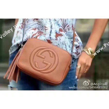 Gucci Soho Metallic Leather Disco Bag 308364 Brown